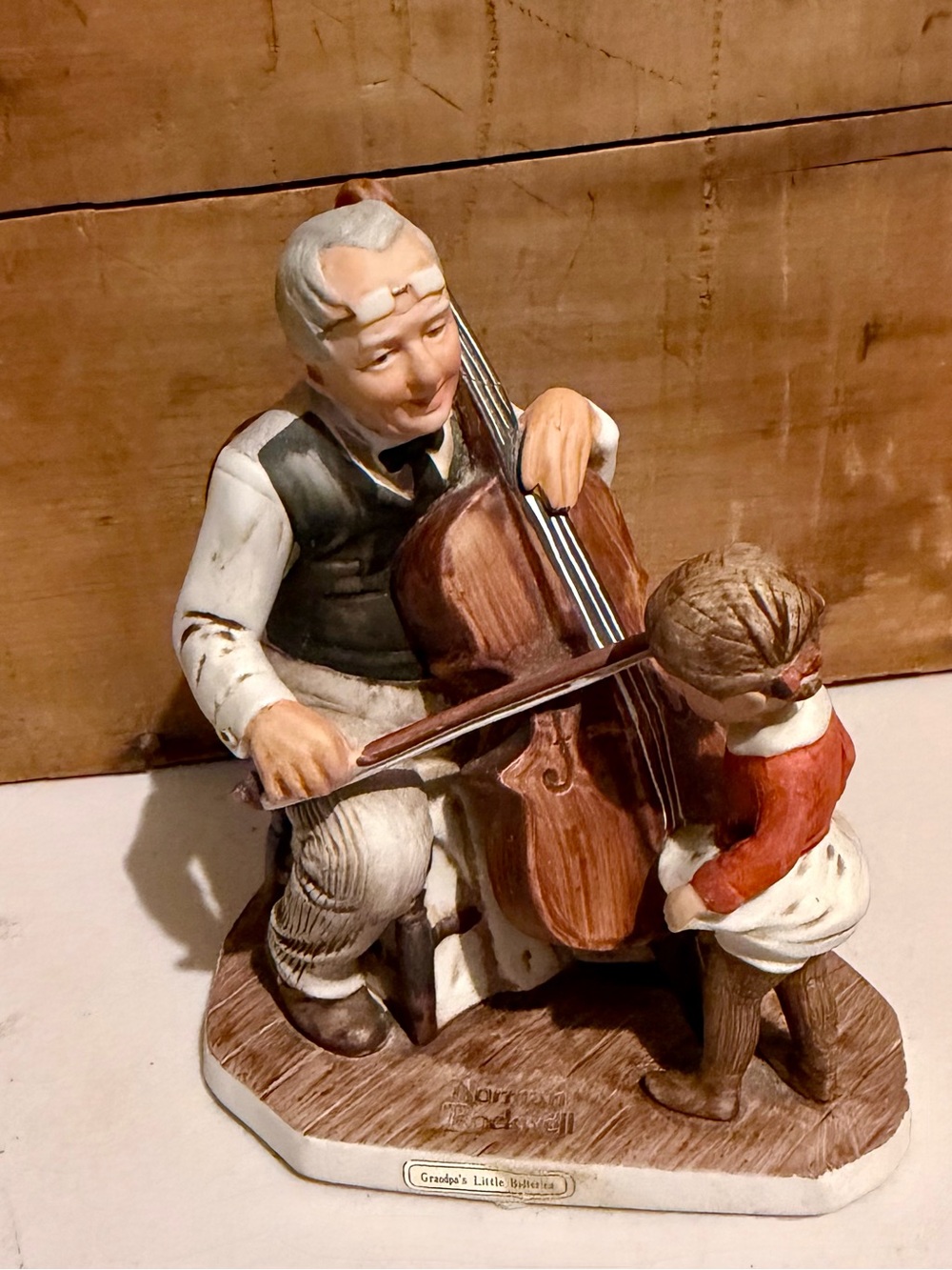 Grandpa and Child Ceramic Figurine - Brown & White Home Art
